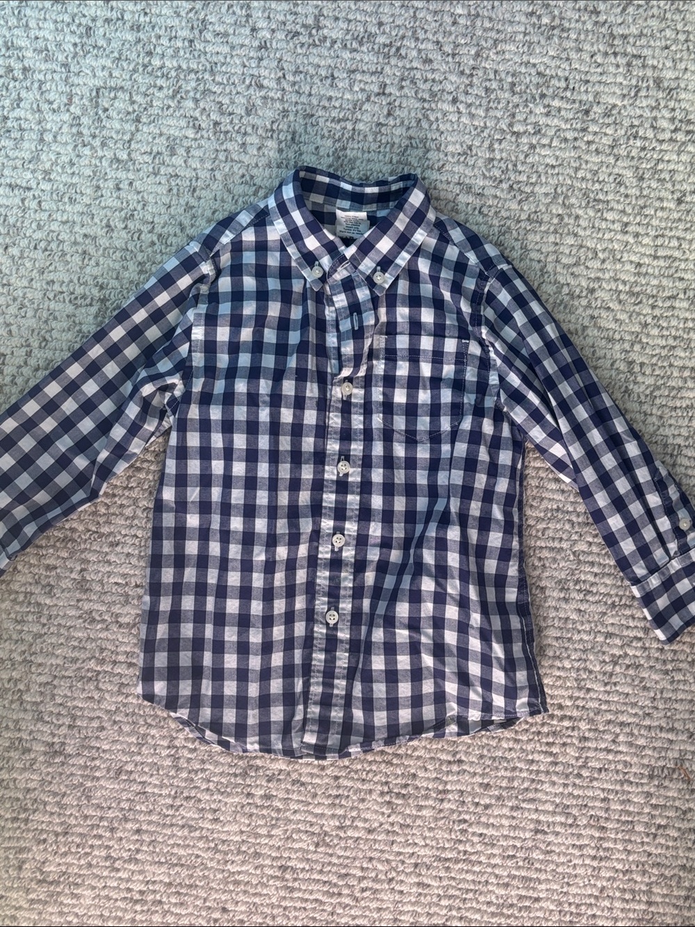 Crewcuts Navy and White Gingham Button-Down Shirt